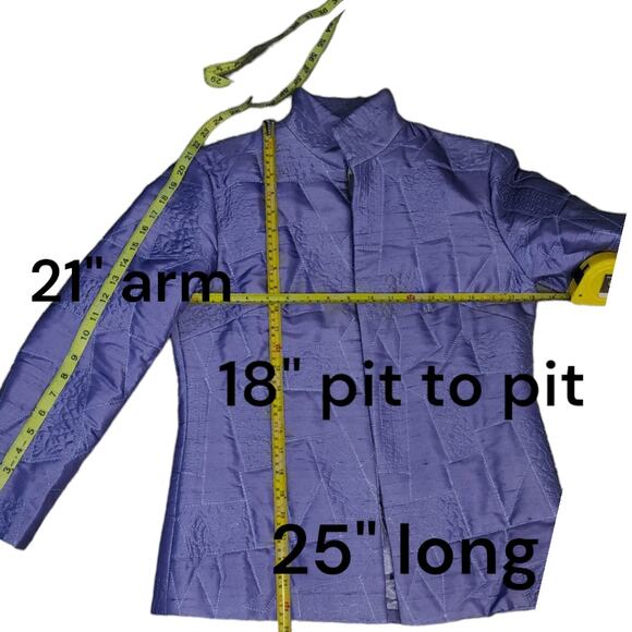 Design Exchange Quilted Lavender Amethyst 100% Silk Jacket Blazer Coat Small - Picture 2 of 7